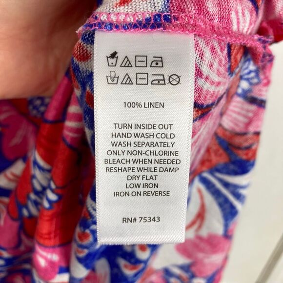 Sigrid Olsen 100% Linen Short Sleeve Top Floral Garden Girl Romantic Feminine, S - Picture 6 of 6